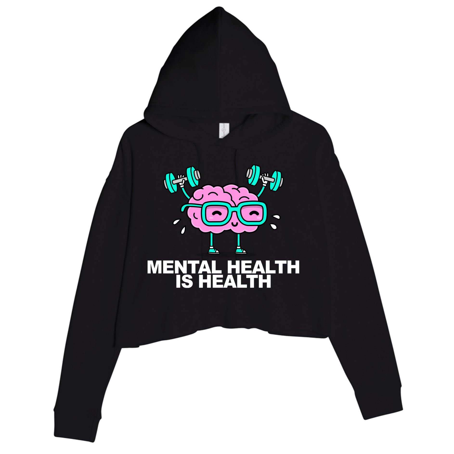Mental Health Is Health Brain Workout Crop Fleece Hoodie