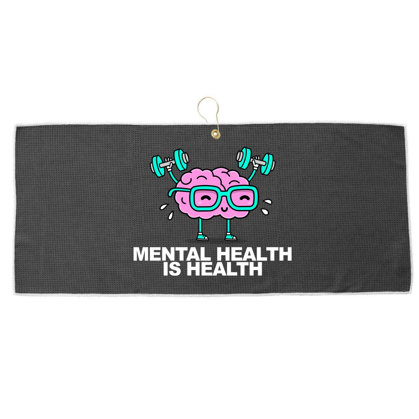 Mental Health Is Health Brain Workout Large Microfiber Waffle Golf Towel