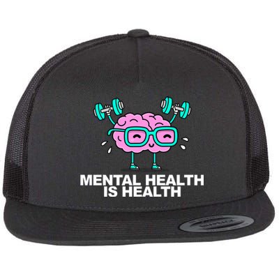 Mental Health Is Health Brain Workout Flat Bill Trucker Hat