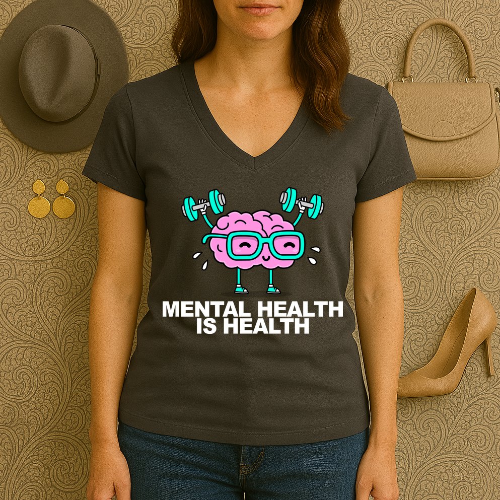 Mental Health Is Health Brain Workout Women's V-Neck T-Shirt