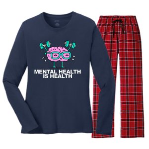 Mental Health Is Health Brain Workout Women's Long Sleeve Flannel Pajama Set 