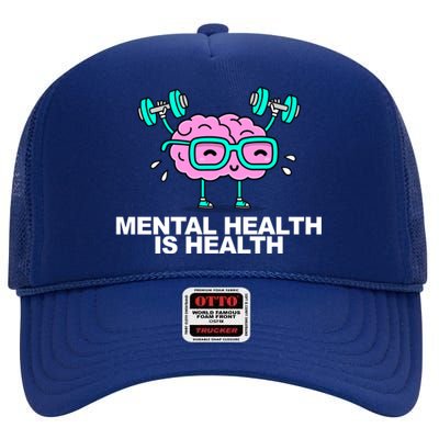 Mental Health Is Health Brain Workout High Crown Mesh Back Trucker Hat