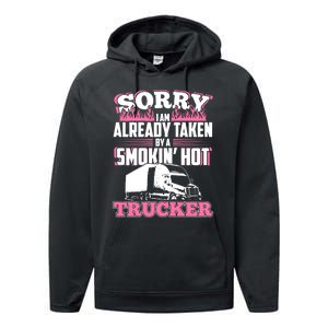 My Husband Is A Truck Driver Wo Gift Trucker Wife Performance Fleece Hoodie