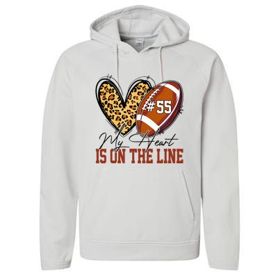 My Heart Is On The Line Number 55 Football American Custom Performance Fleece Hoodie