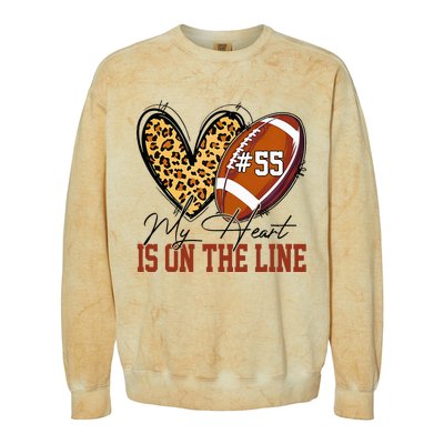 My Heart Is On The Line Number 55 Football American Custom Colorblast Crewneck Sweatshirt