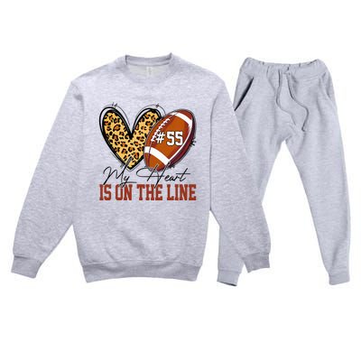 My Heart Is On The Line Number 55 Football American Custom Premium Crewneck Sweatsuit Set