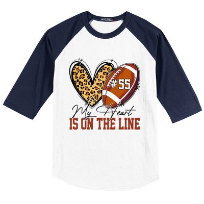 My Heart Is On The Line Number 55 Football American Custom Baseball Sleeve Shirt