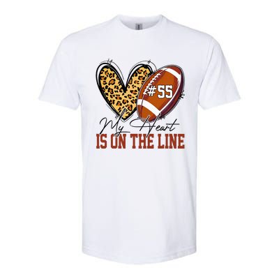 My Heart Is On The Line Number 55 Football American Custom Softstyle CVC T-Shirt