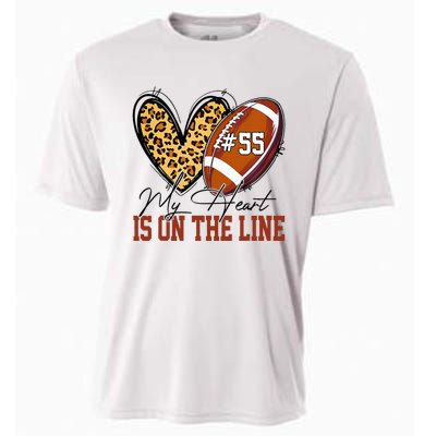 My Heart Is On The Line Number 55 Football American Custom Cooling Performance Crew T-Shirt