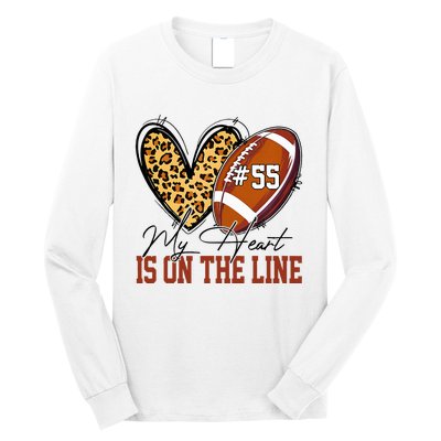 My Heart Is On The Line Number 55 Football American Custom Long Sleeve Shirt