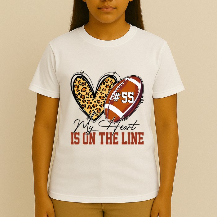 My Heart Is On The Line Number 55 Football American Custom T-Shirt