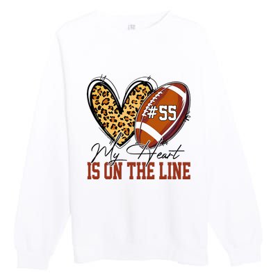 My Heart Is On The Line Number 55 Football American Custom Premium Crewneck Sweatshirt