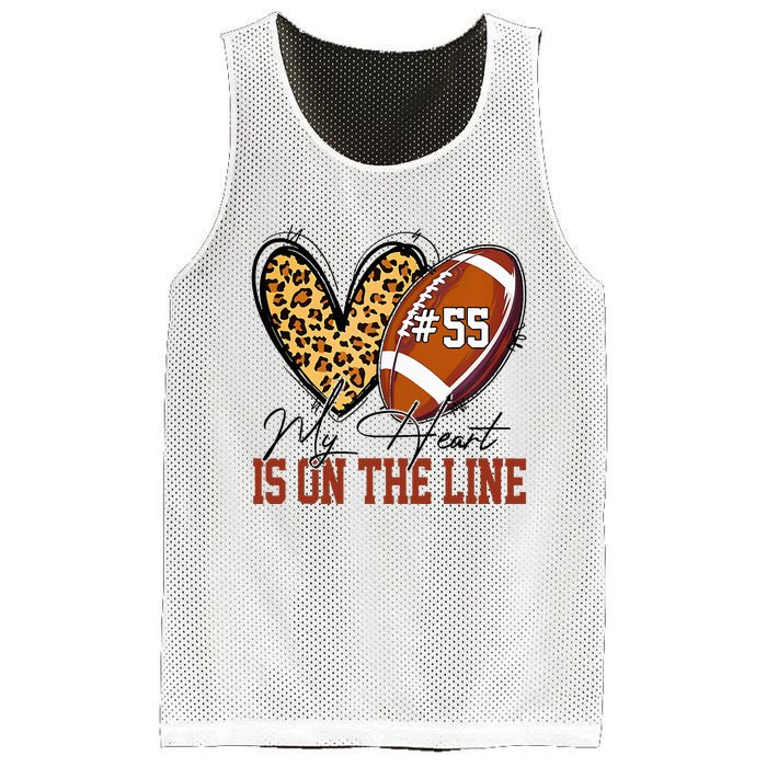 My Heart Is On The Line Number 55 Football American Custom Mesh Reversible Basketball Jersey Tank