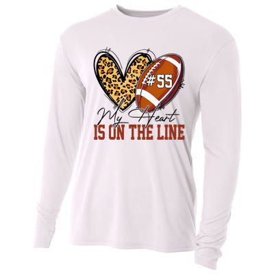 My Heart Is On The Line Number 55 Football American Custom Cooling Performance Long Sleeve Crew