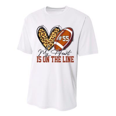 My Heart Is On The Line Number 55 Football American Custom Performance Sprint T-Shirt