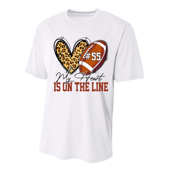 My Heart Is On The Line Number 55 Football American Custom Performance Sprint T-Shirt