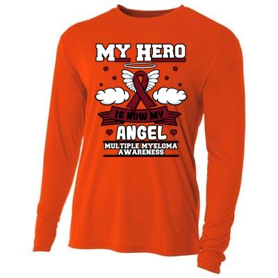 My Hero Is Now My Angel Multiple Myeloma Awareness Support Gift Cooling Performance Long Sleeve Crew