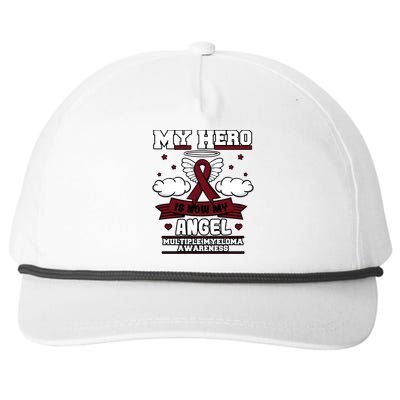 My Hero Is Now My Angel Multiple Myeloma Awareness Support Gift Snapback Five-Panel Rope Hat