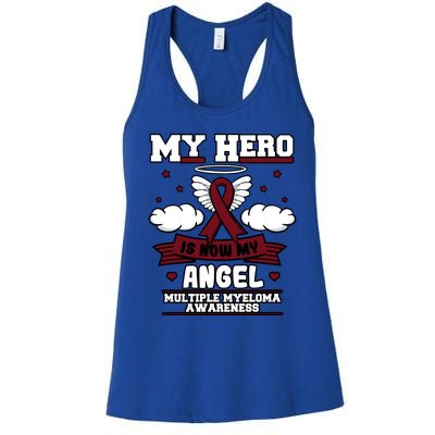 My Hero Is Now My Angel Multiple Myeloma Awareness Support Gift Women's Racerback Tank