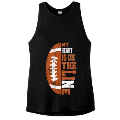 My Heart is on the Line Football Ladies PosiCharge Tri-Blend Wicking Tank