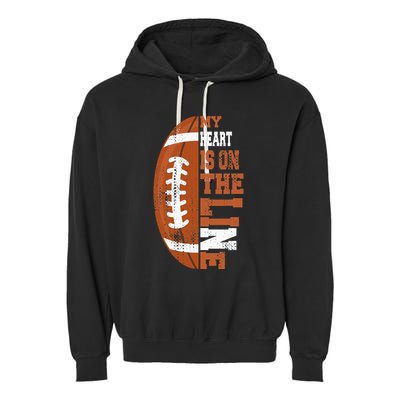 My Heart is on the Line Football Garment-Dyed Fleece Hoodie