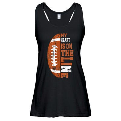 My Heart is on the Line Football Ladies Essential Flowy Tank