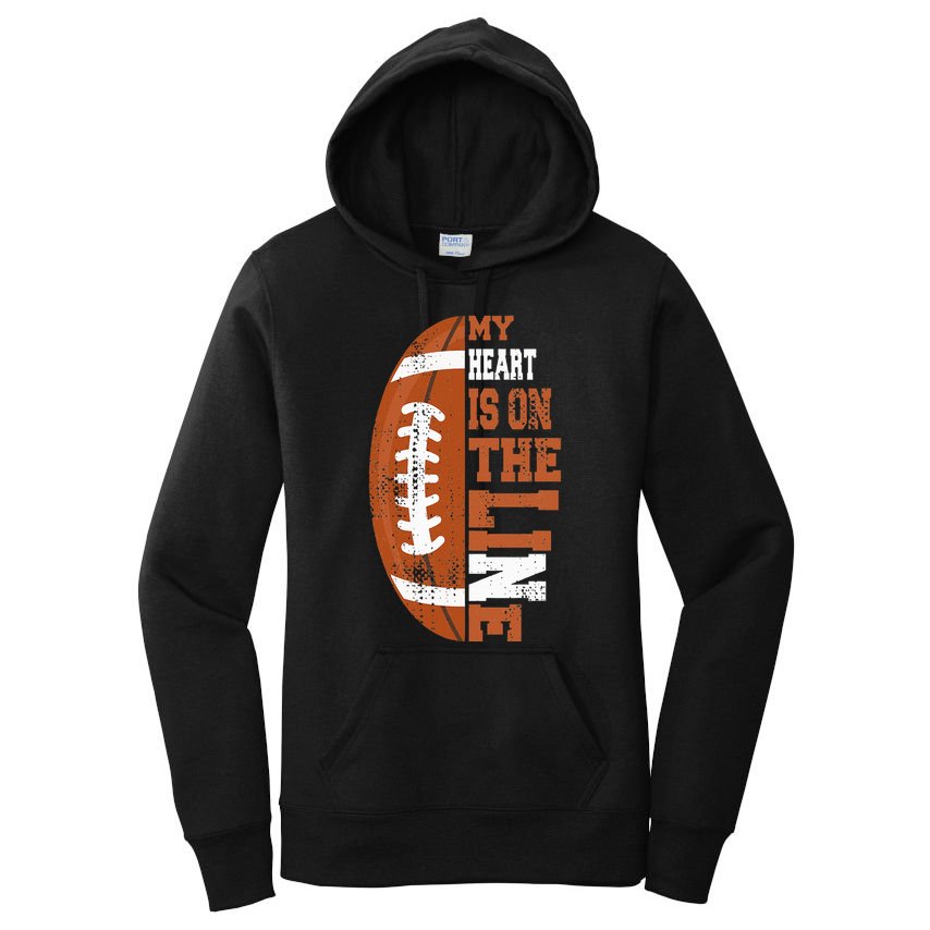 My Heart is on the Line Football Women's Pullover Hoodie