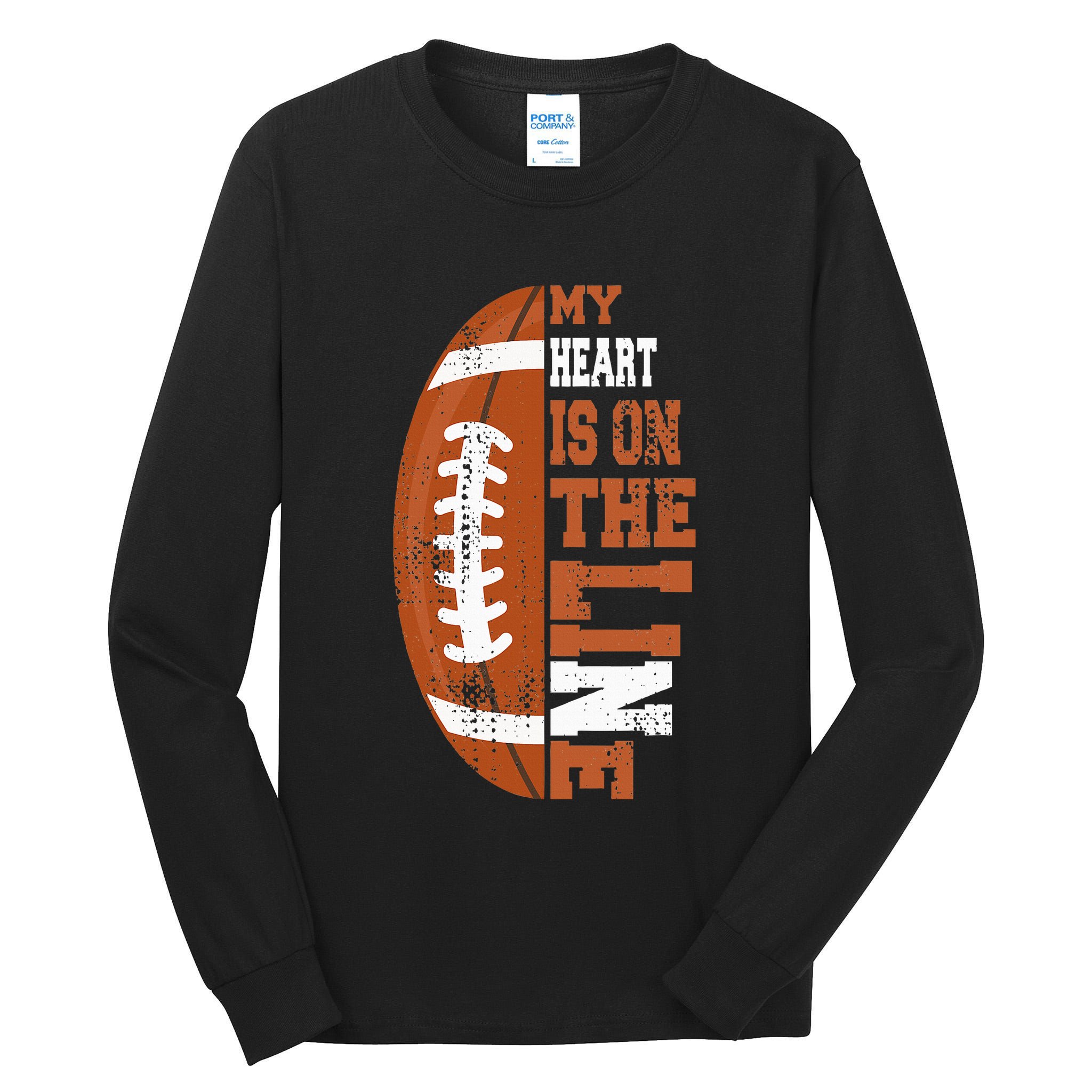 My Heart is on the Line Football Tall Long Sleeve T-Shirt