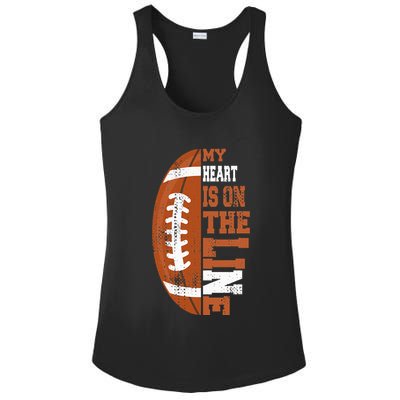 My Heart is on the Line Football Ladies PosiCharge Competitor Racerback Tank