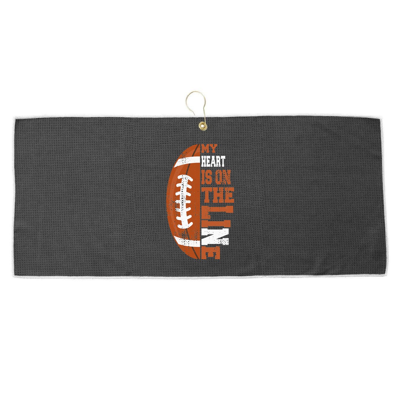 My Heart is on the Line Football Large Microfiber Waffle Golf Towel