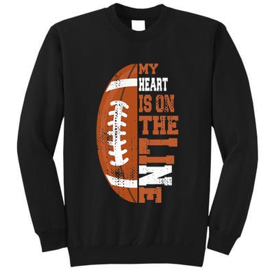 My Heart is on the Line Football Tall Sweatshirt