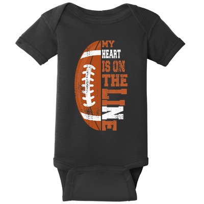 My Heart is on the Line Football Baby Bodysuit