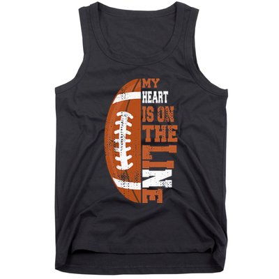 My Heart is on the Line Football Tank Top