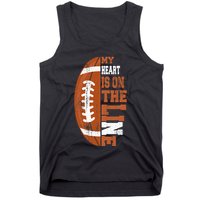 My Heart is on the Line Football Tank Top