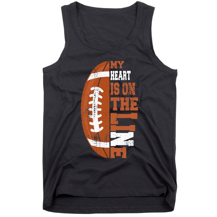 My Heart is on the Line Football Tank Top
