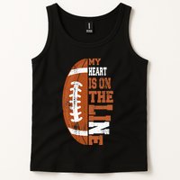 My Heart is on the Line Football Tank Top