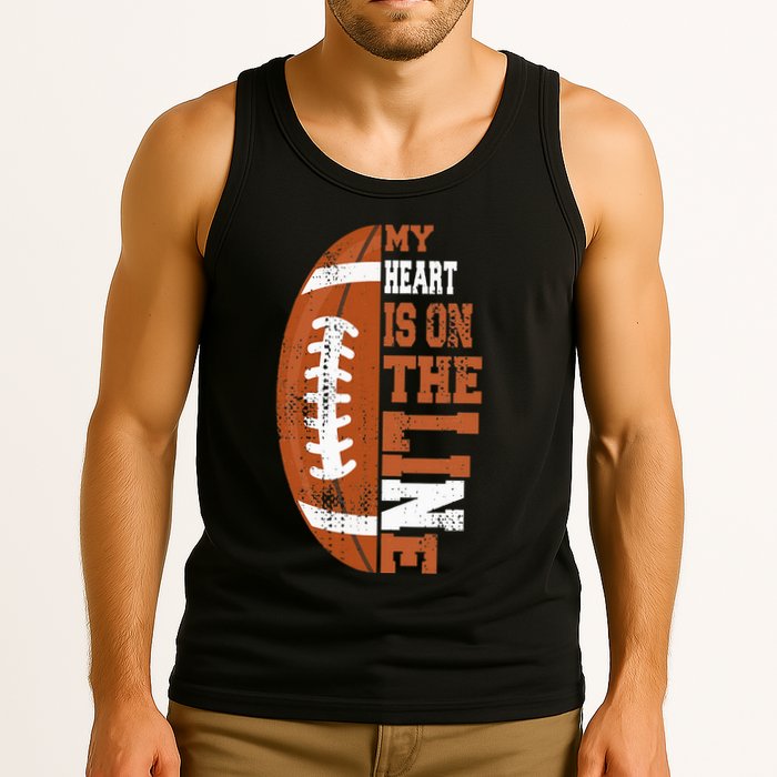 My Heart is on the Line Football Tank Top