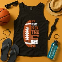 My Heart is on the Line Football Tank Top
