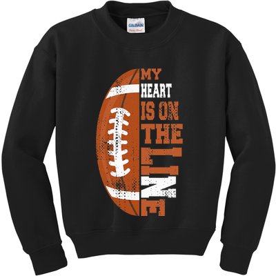 My Heart is on the Line Football Kids Sweatshirt