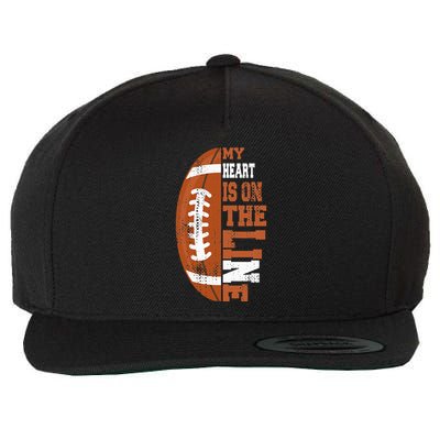 My Heart is on the Line Football Wool Snapback Cap