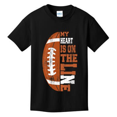 My Heart is on the Line Football Kids T-Shirt