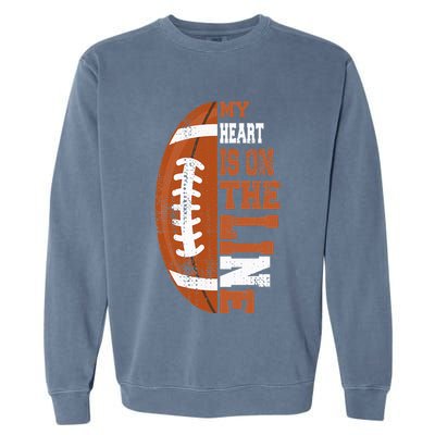 My Heart is on the Line Football Garment-Dyed Sweatshirt