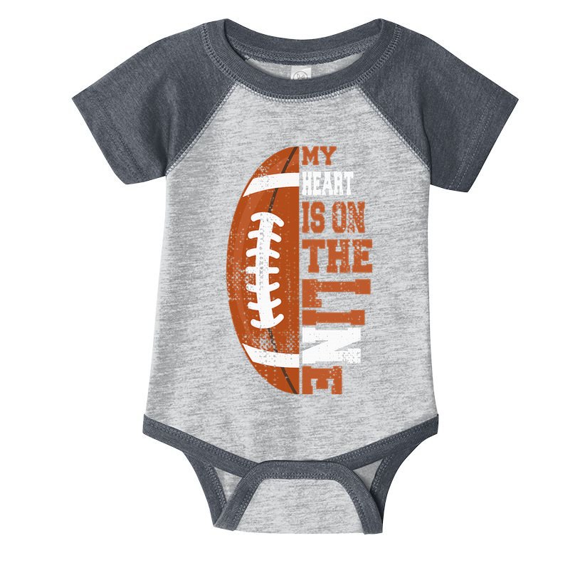 My Heart is on the Line Football Infant Baby Jersey Bodysuit