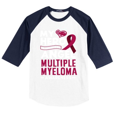 My Hero Is Now My Angel Multiple Myeloma Awareness Cool Gift Baseball Sleeve Shirt