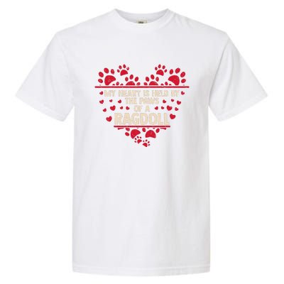 My Heart Is Held By The Paws Of A Ragdoll Cat Garment-Dyed Heavyweight T-Shirt