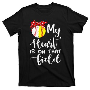 My Heart is on That Field Baseball Softball Mom Retro T-Shirt