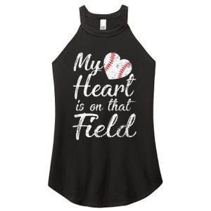 My Heart is on That Field Baseball Softball Mom Retro Women's Perfect Tri Rocker Tank