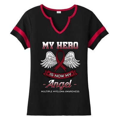 My Hero Is Now My Angel Multiple Myeloma Mm Patient Gift Ladies Halftime Notch Neck Tee