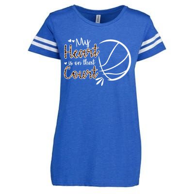 My Heart Is On That Court Basketball Dad Basketball Mom Gift Enza Ladies Jersey Football T-Shirt