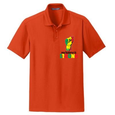 My History Is Strong Junetheen Black History Power African Gift Dry Zone Grid Polo